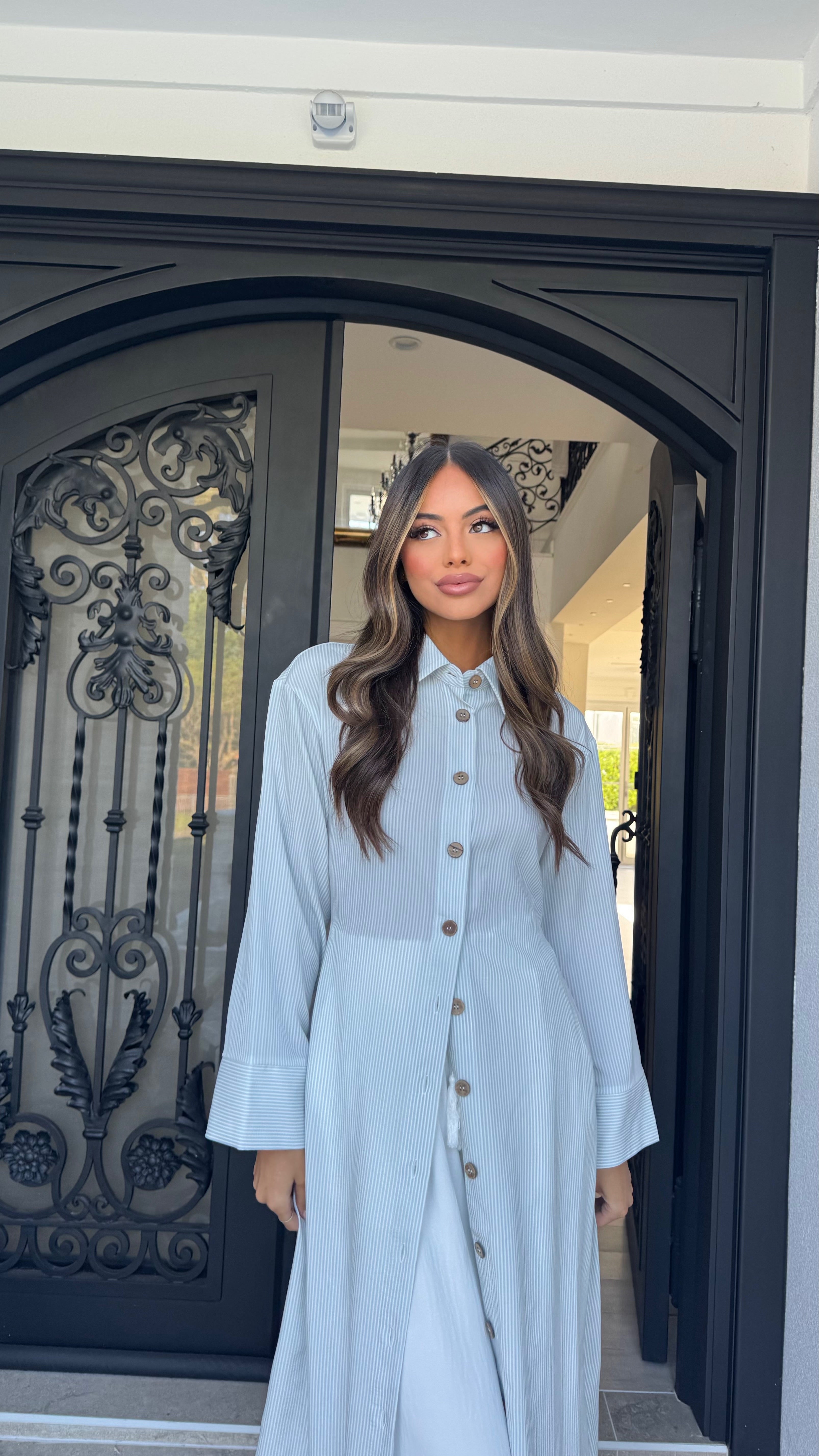 Wide sleeve stripe maxi