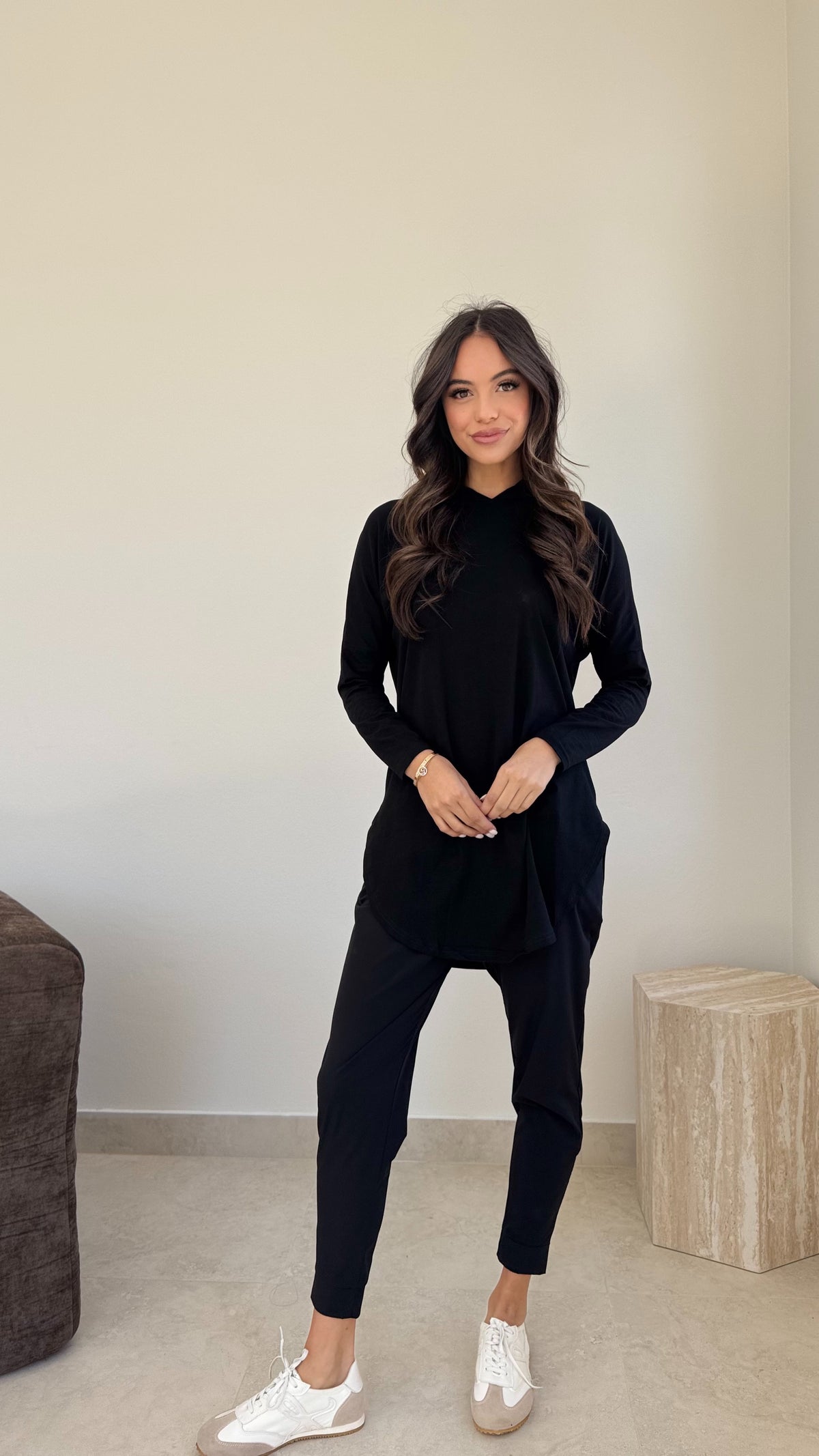 Hooded loop top