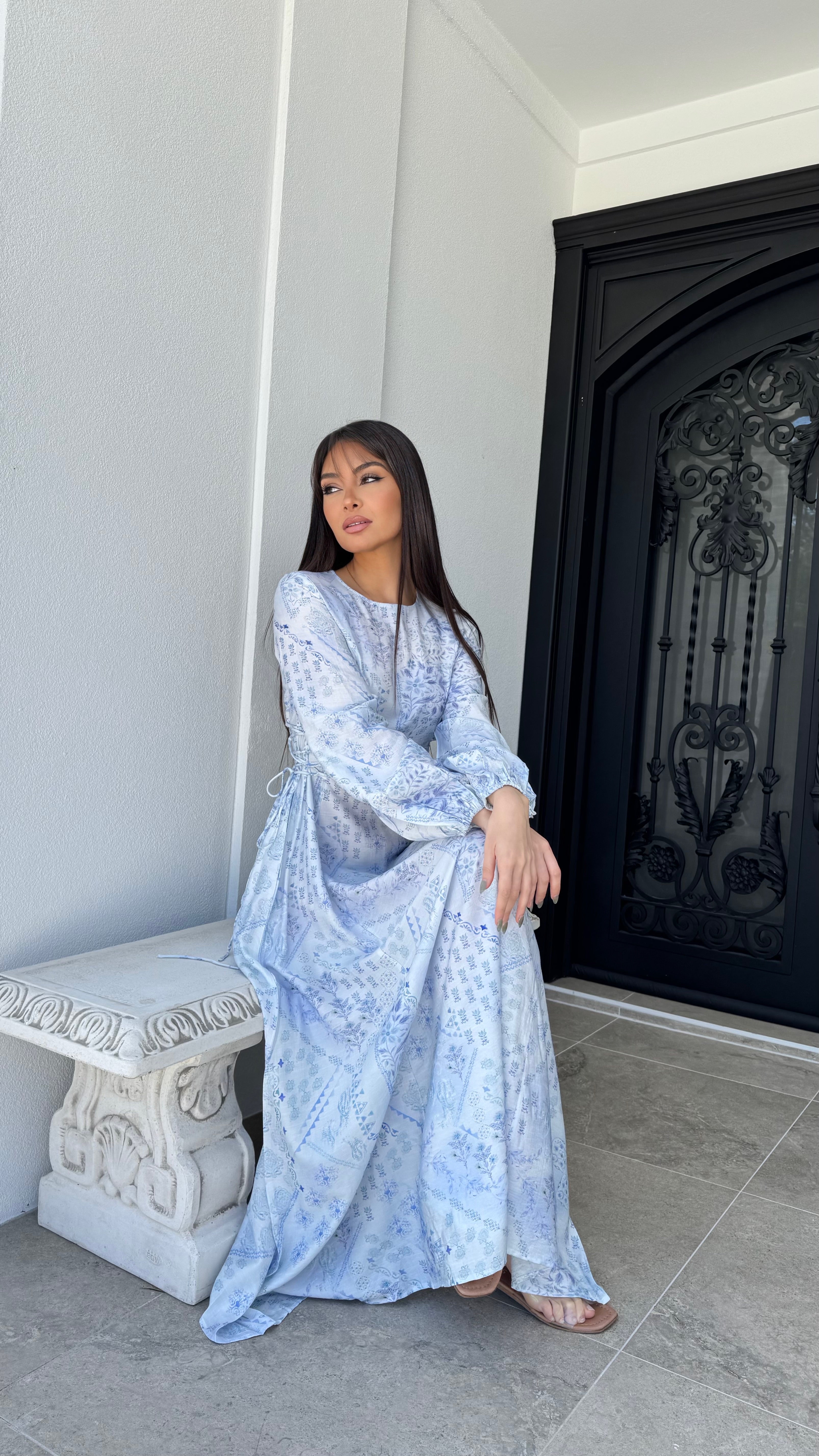 ［Ri］Bibiy. PEONY DRESS Light Blue Peony Printed Midi Dress by PINKO | Rent the Runway