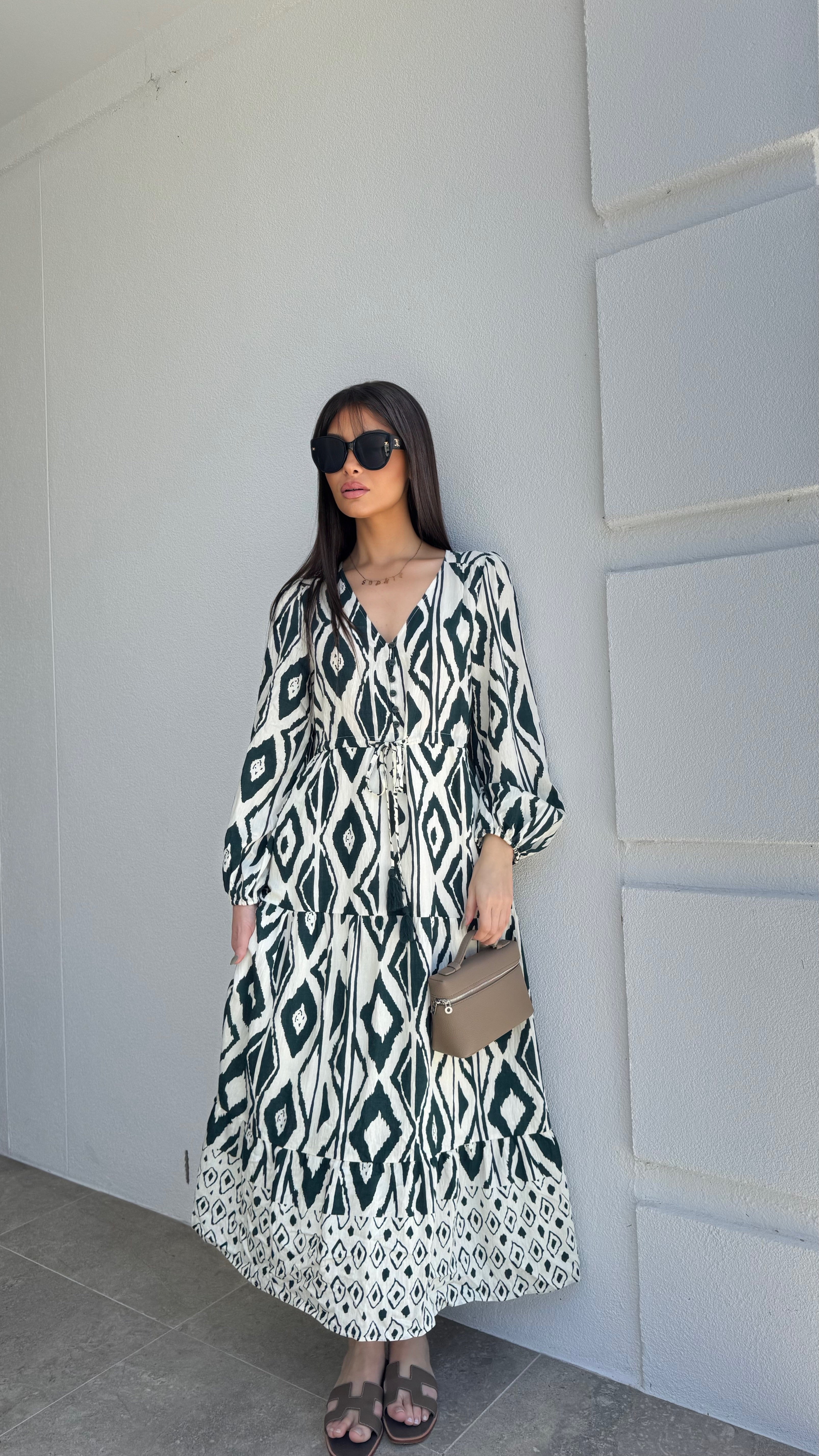 Pattern green midi