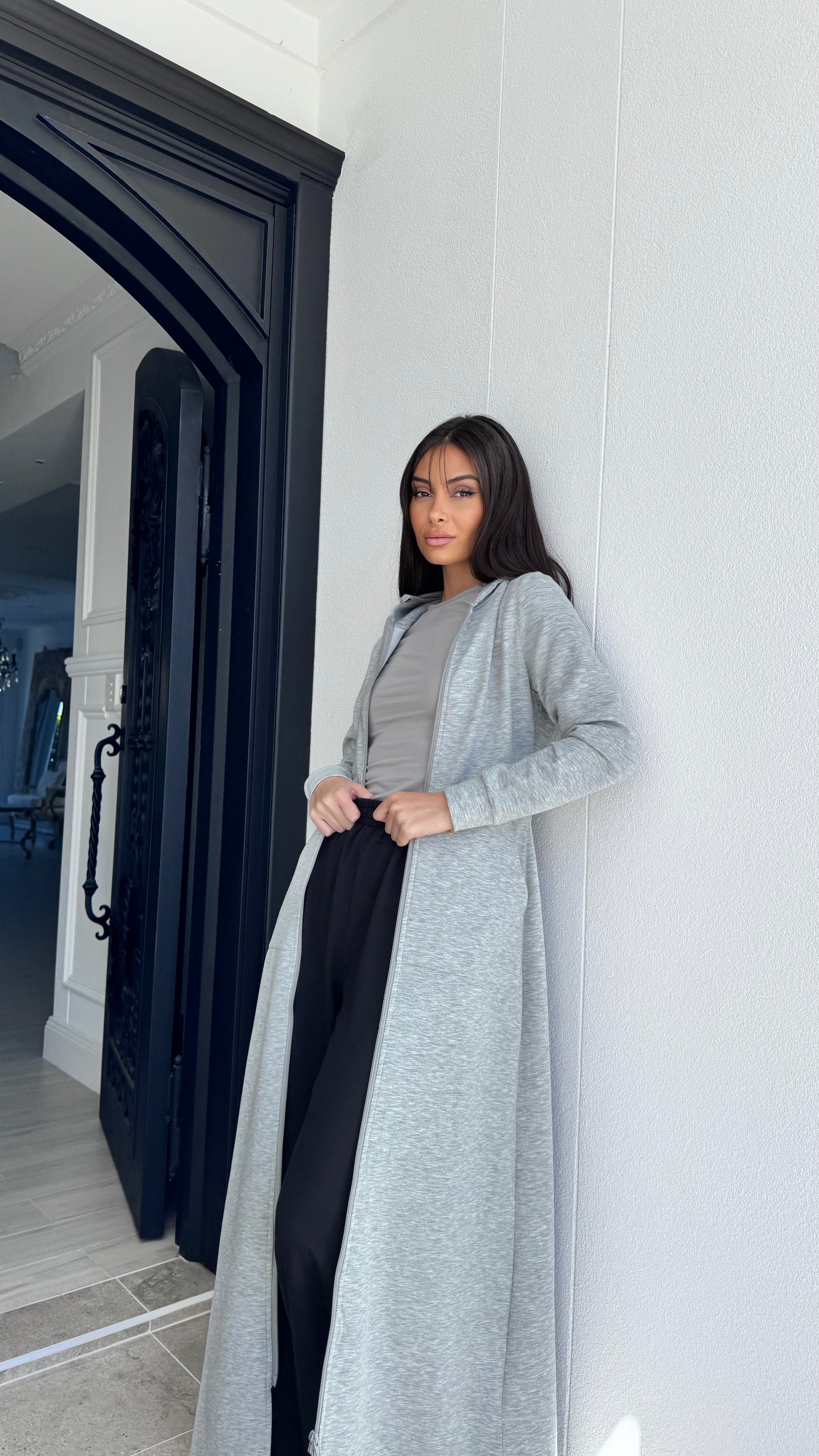 Hooded maxi jacket
