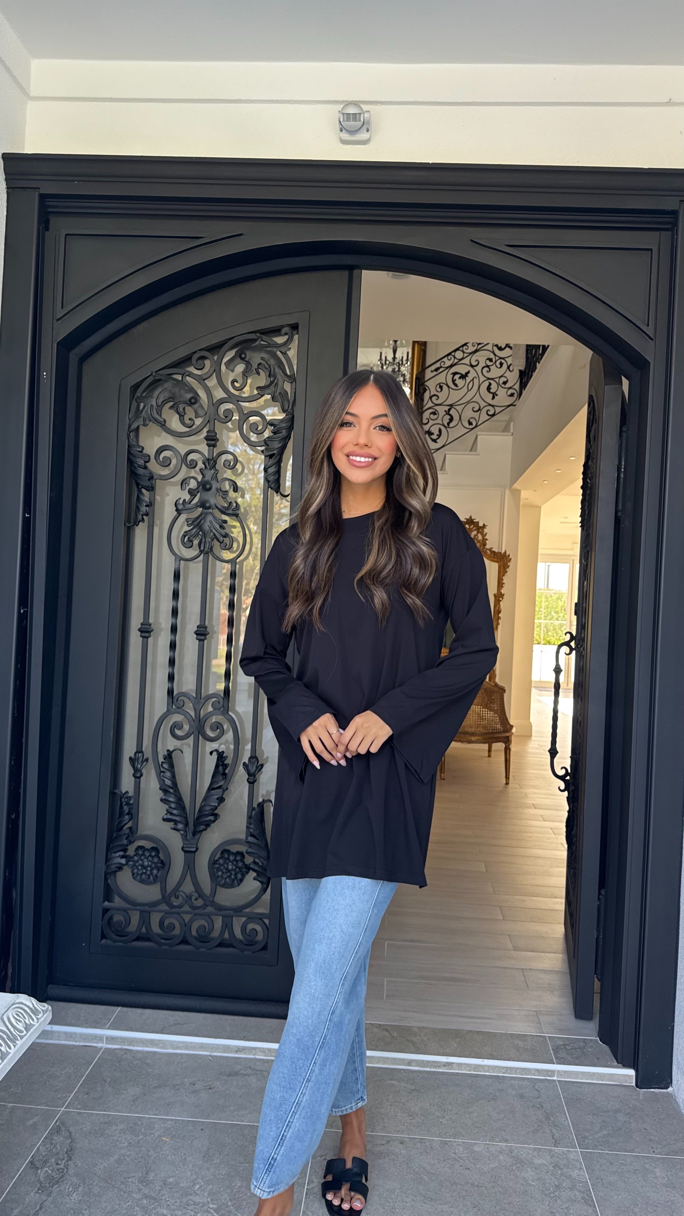 Longline bell sleeve Tee