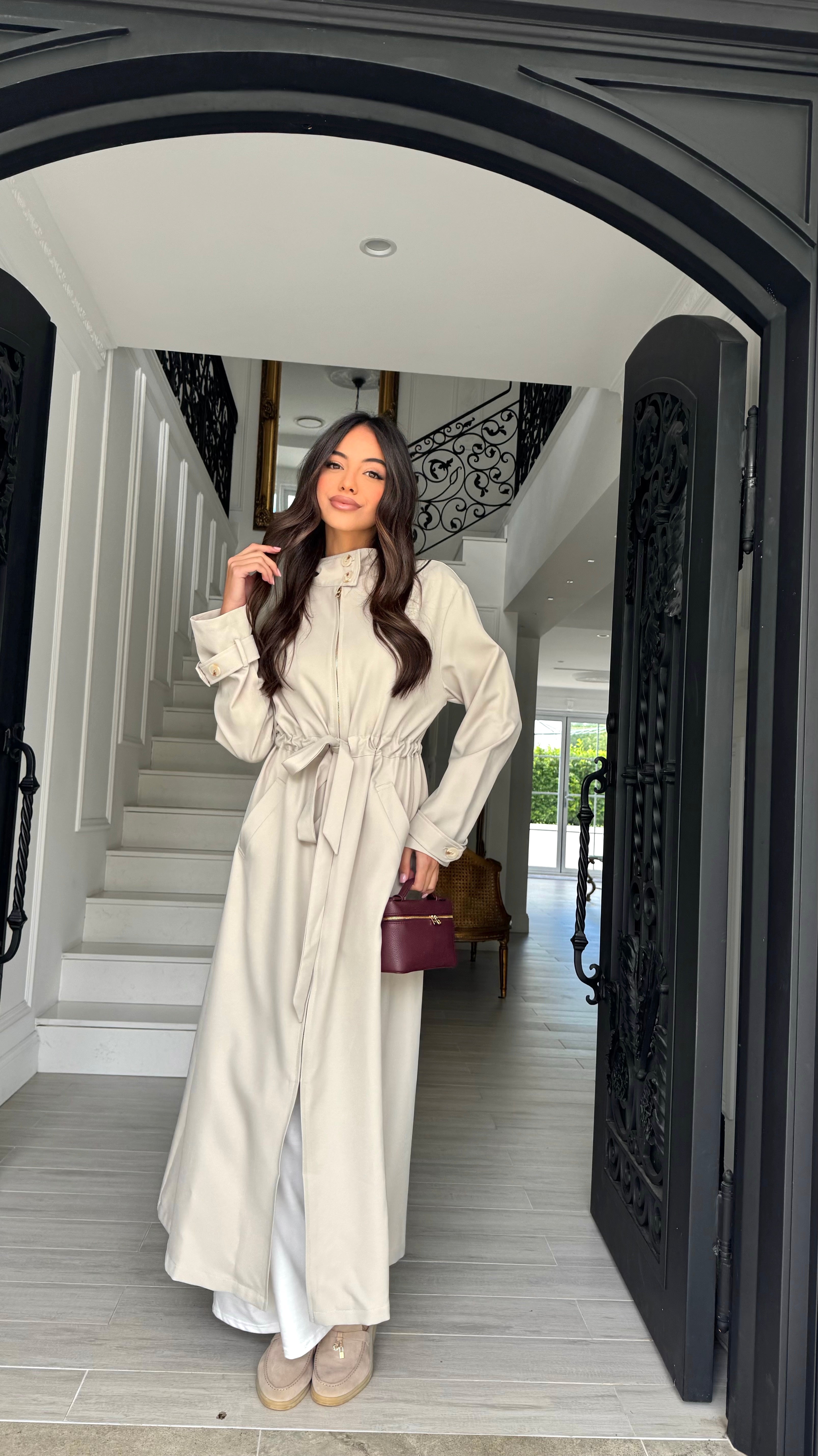 Funnel neck sports trench