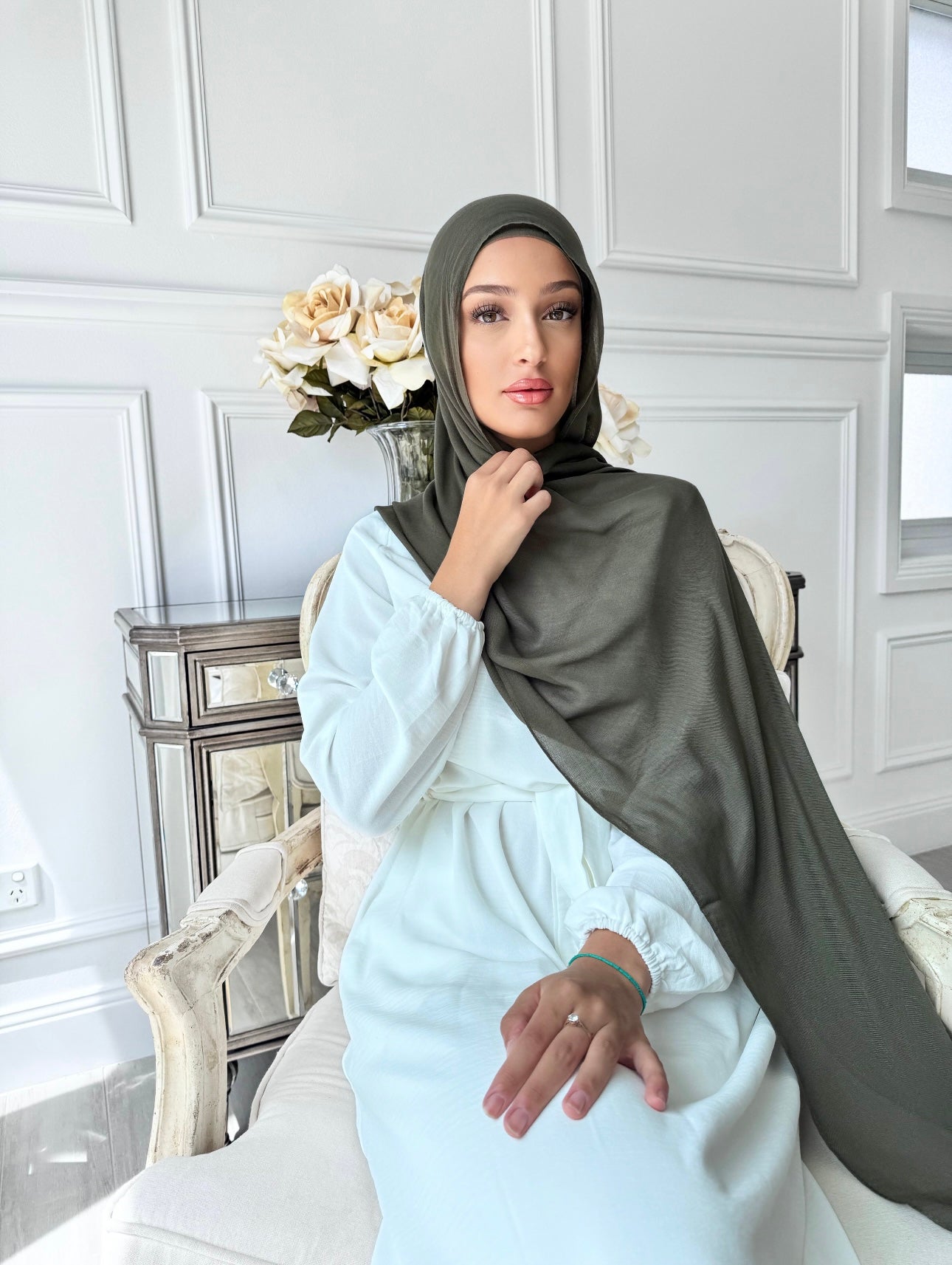 Khaki modal scarf