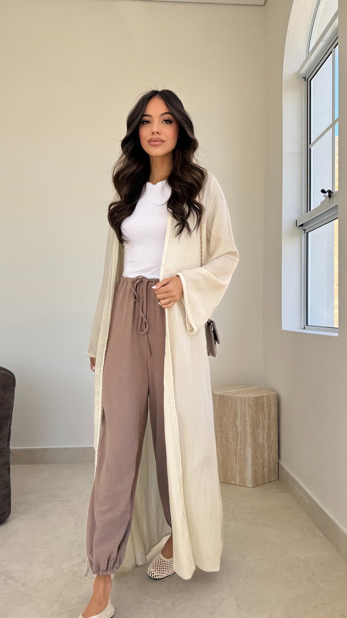 Braided trim kimono