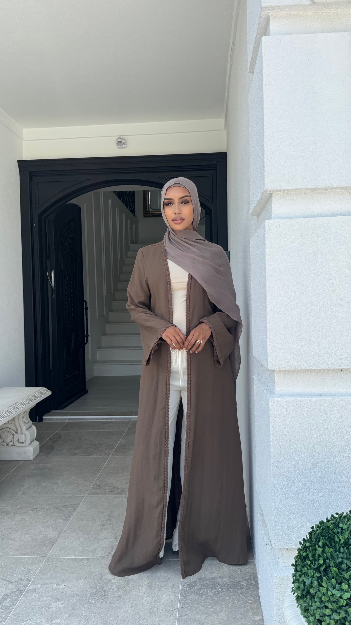 Braided trim kimono
