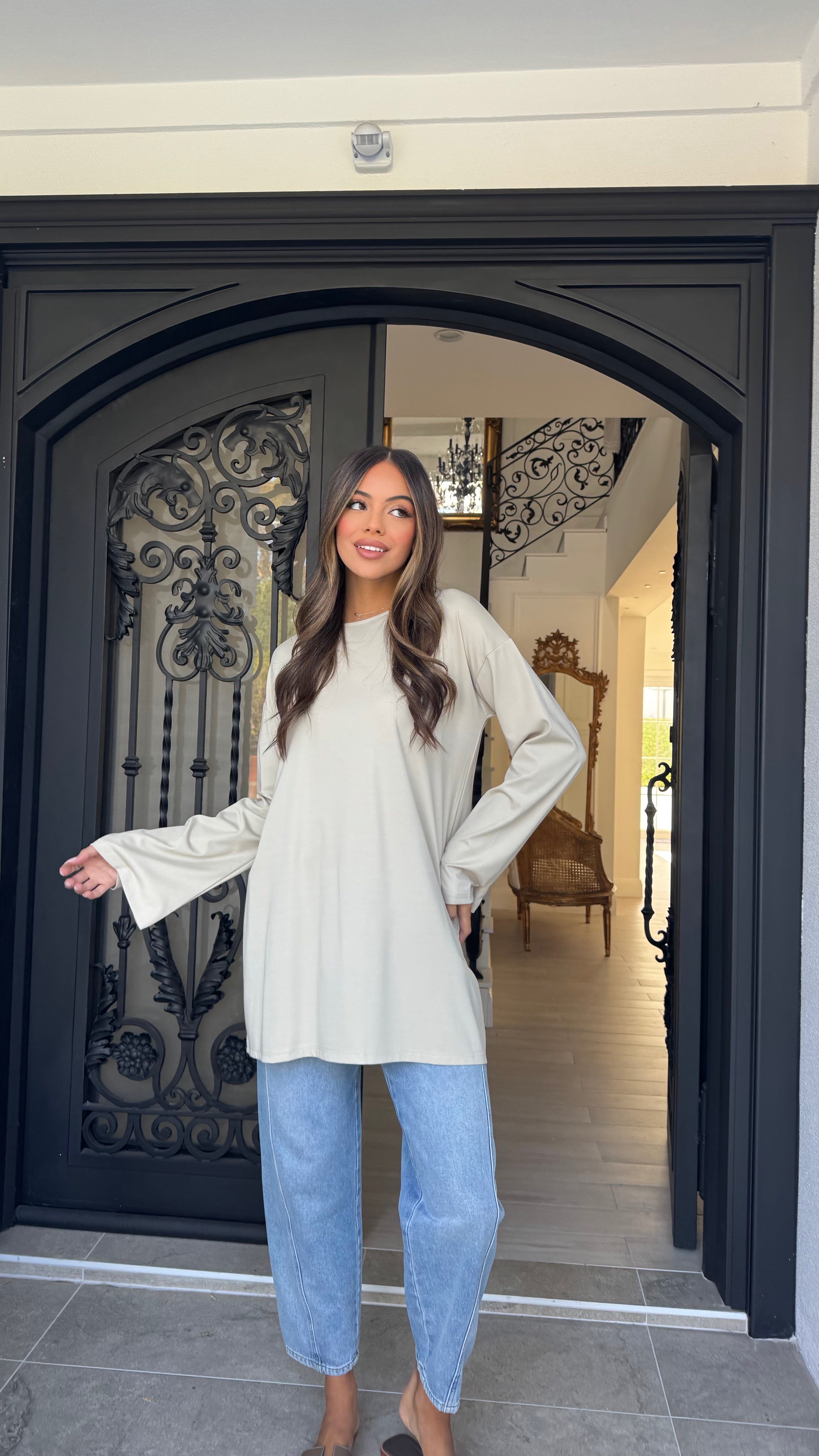 Longline bell sleeve Tee