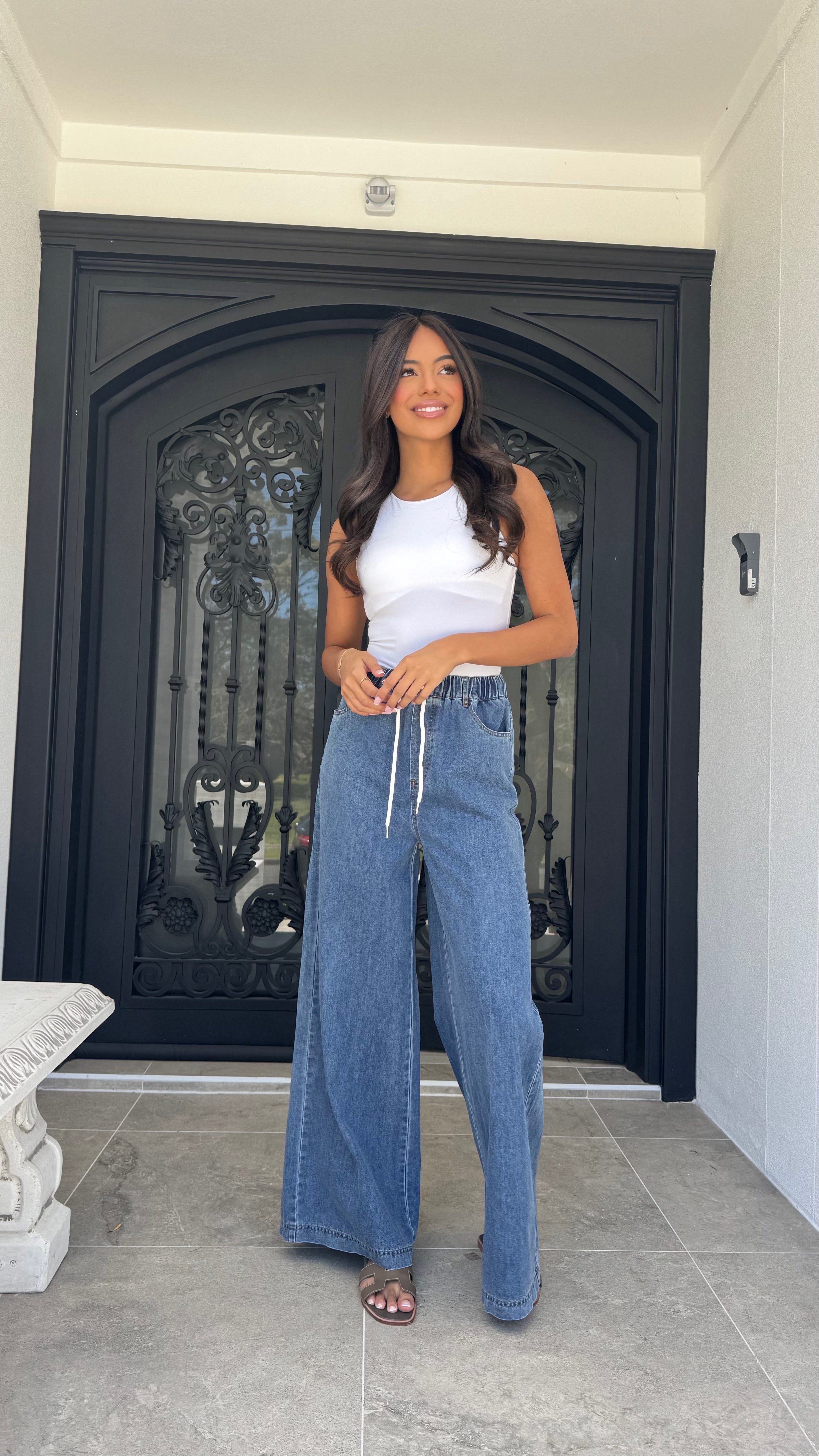 Denim wide leg pant