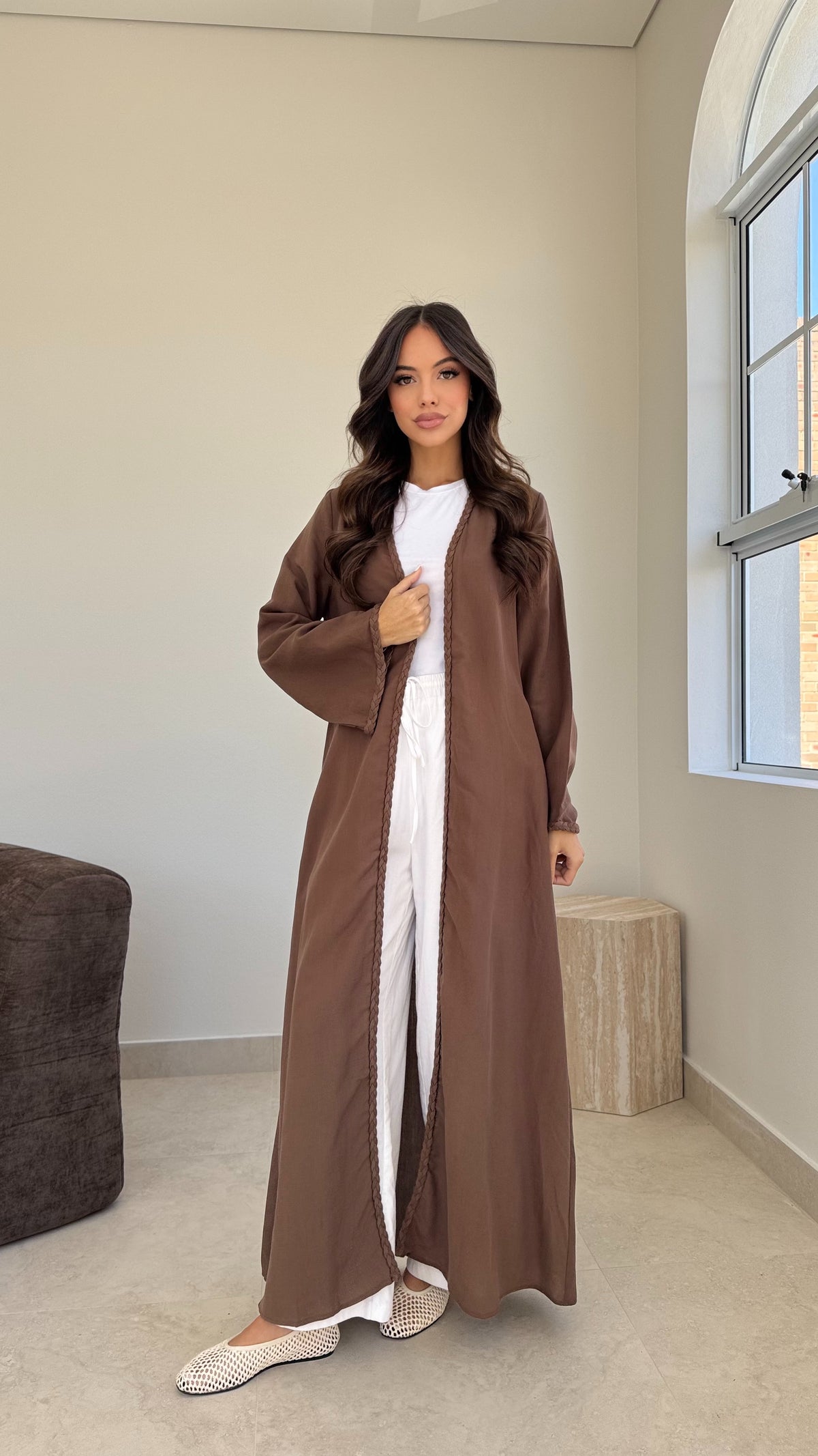 Braided trim kimono