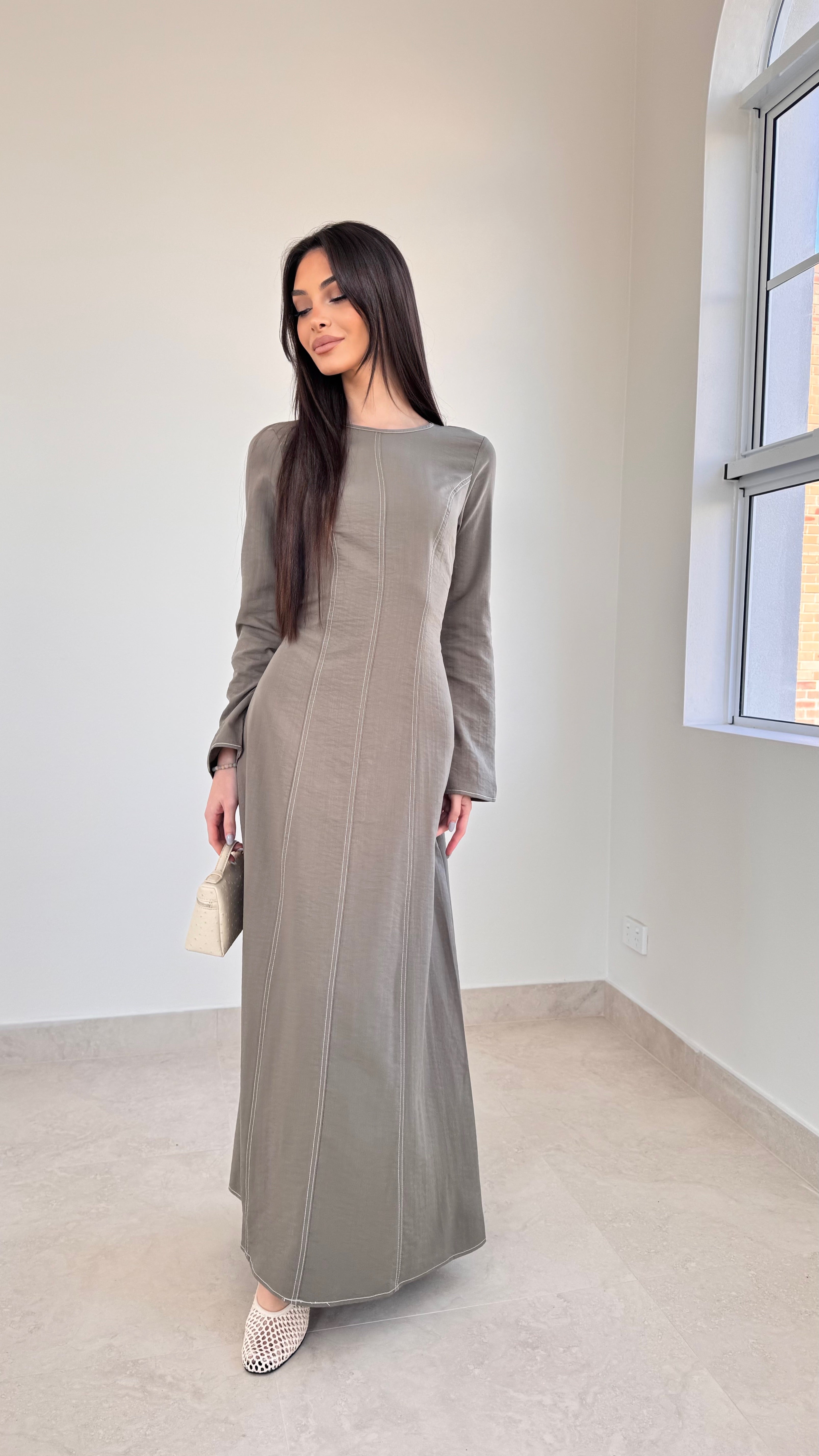 Contrast stitch maxi