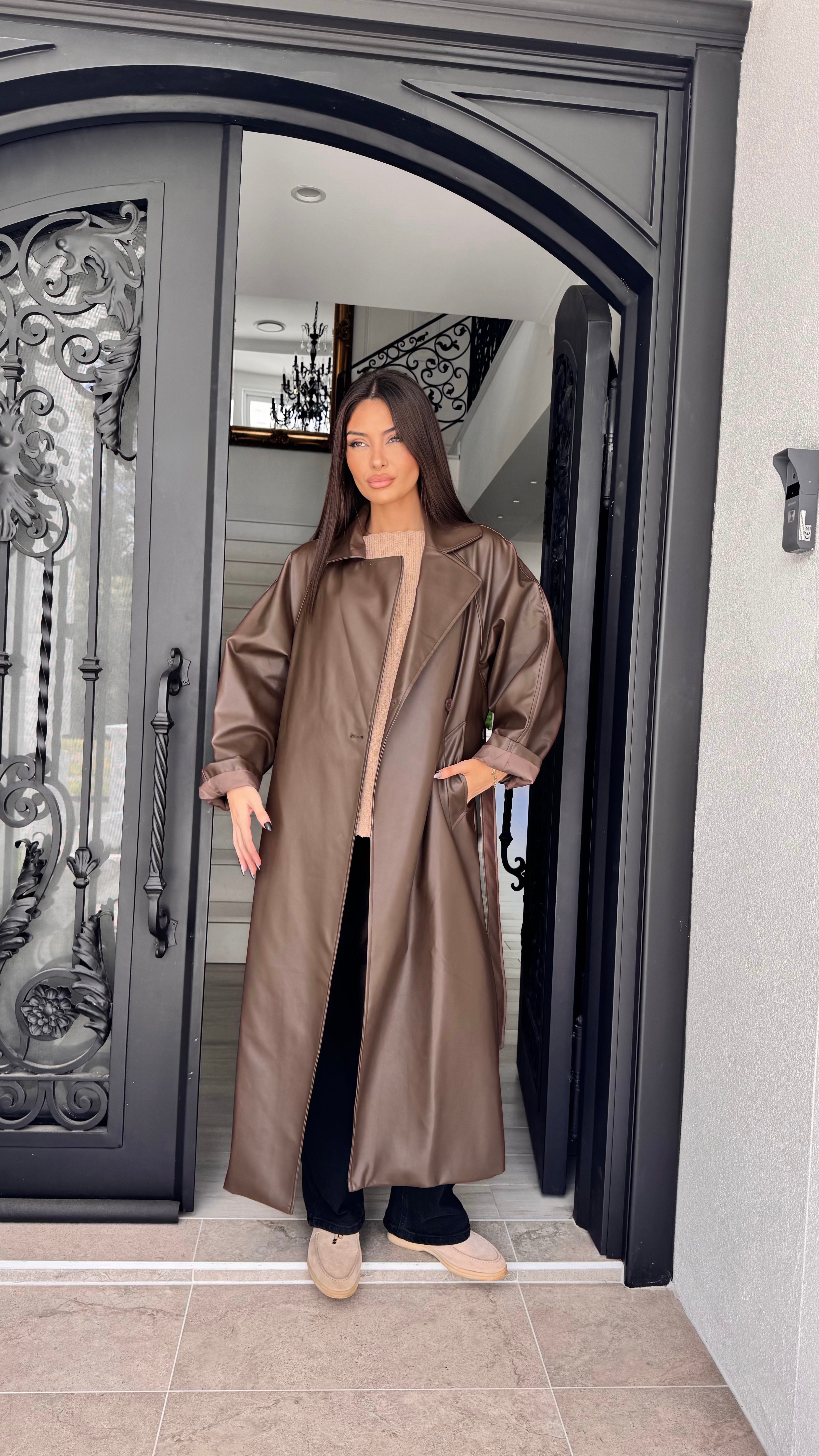 Oversized leather jacket