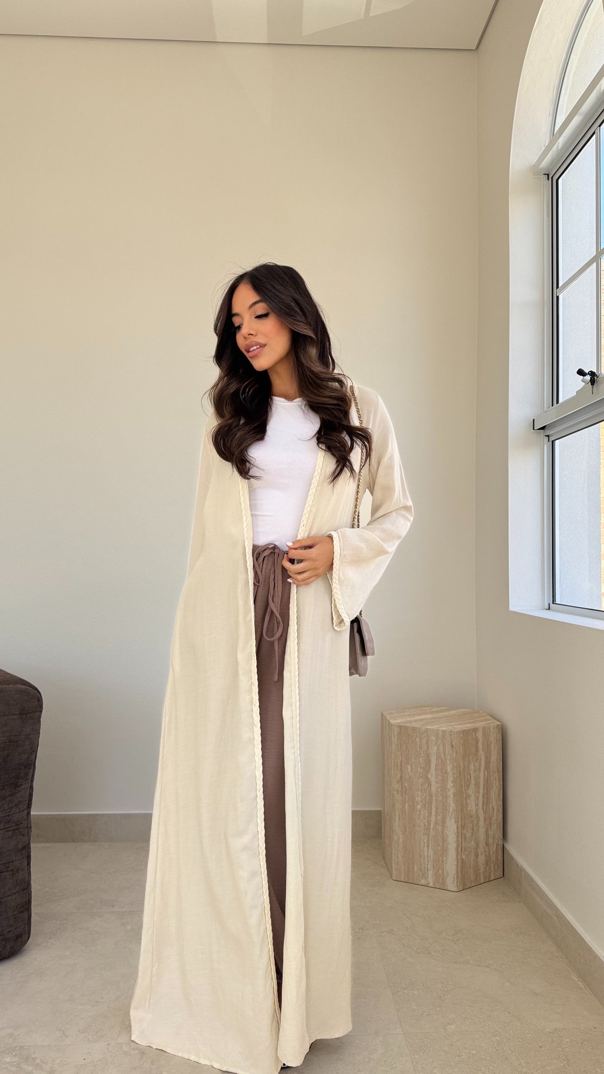 Braided trim kimono