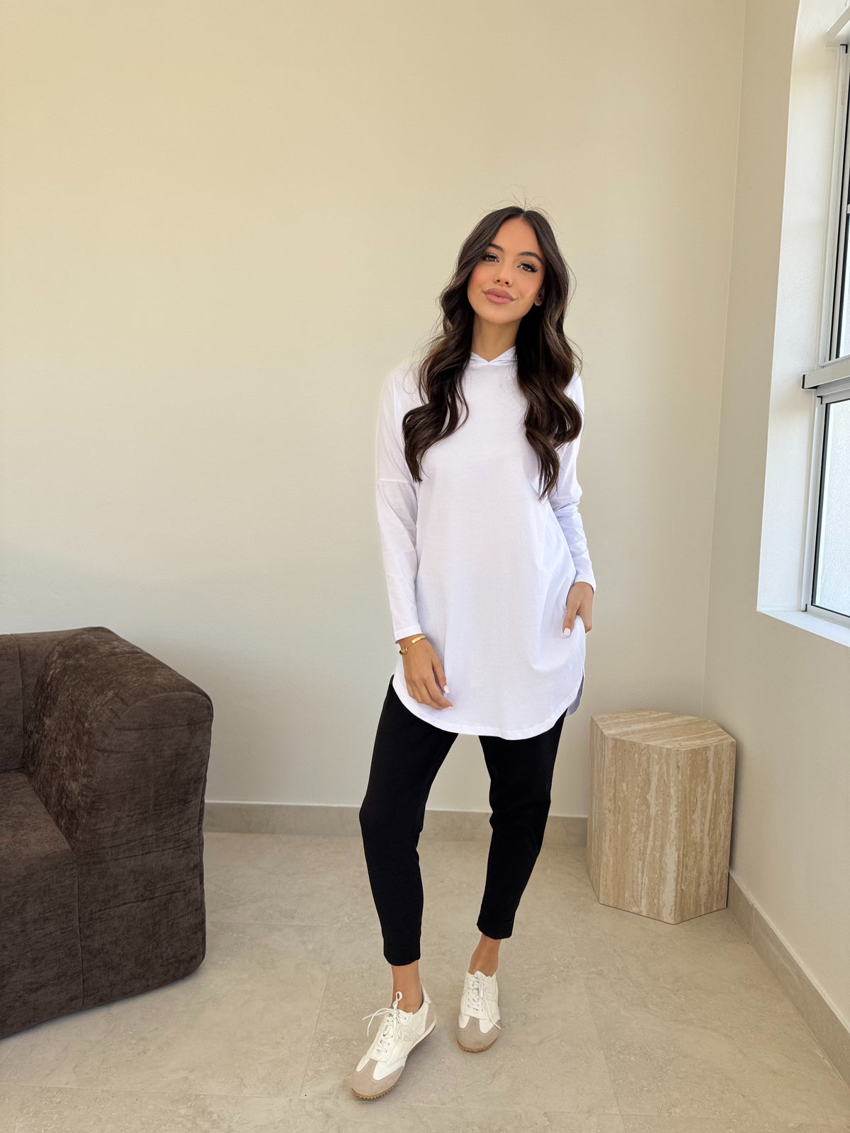 Hooded loop top
