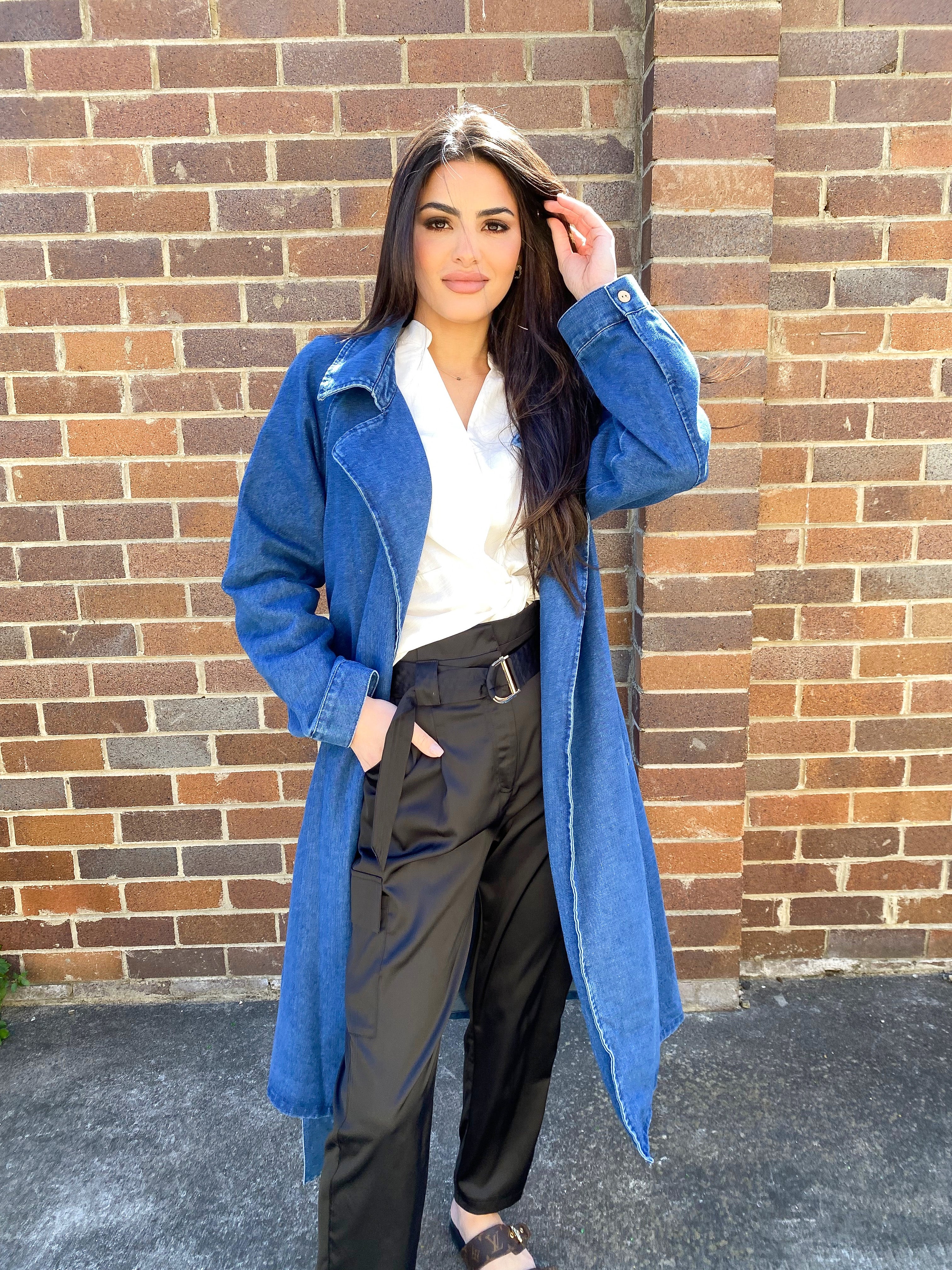 Denim trench