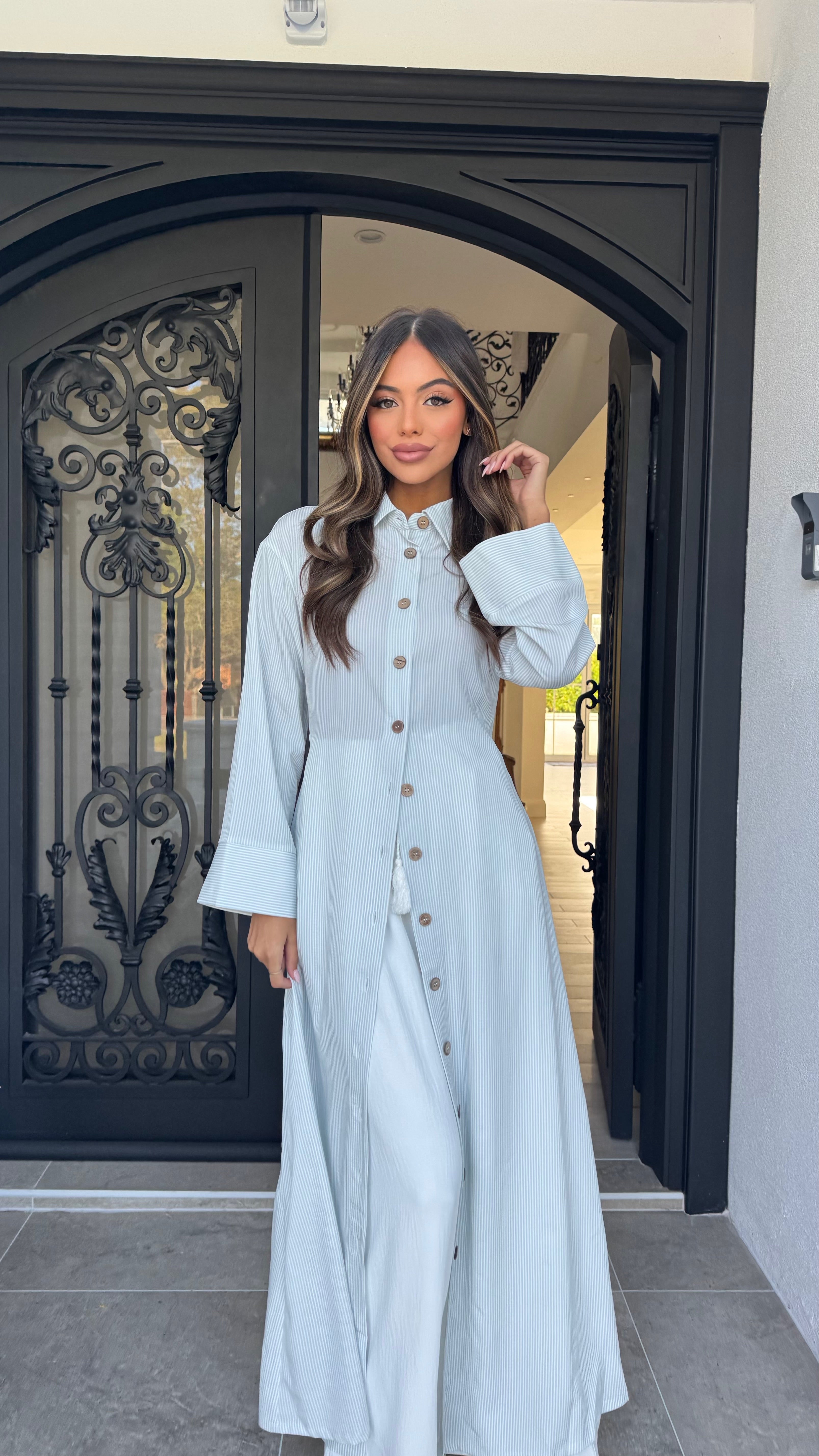 Wide sleeve stripe maxi