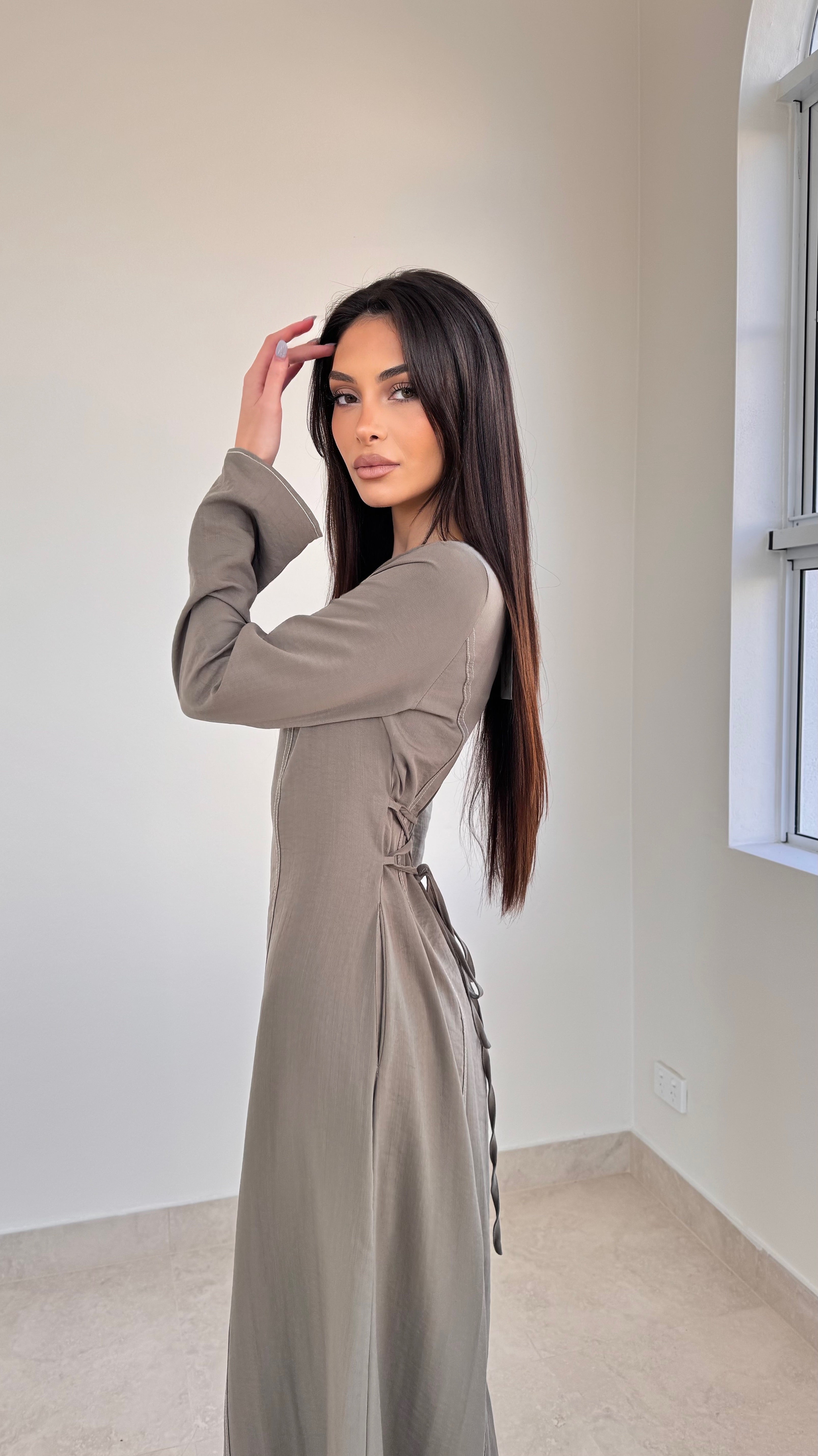Contrast stitch maxi