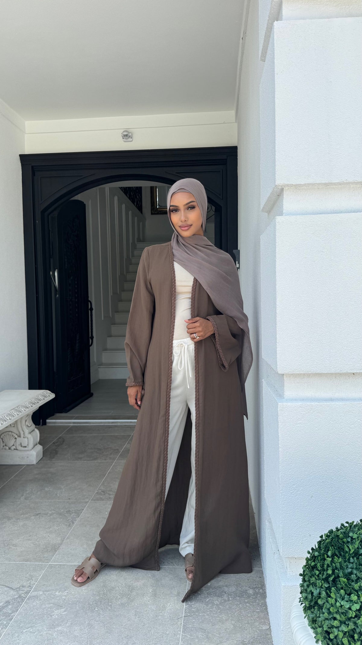 Braided trim kimono