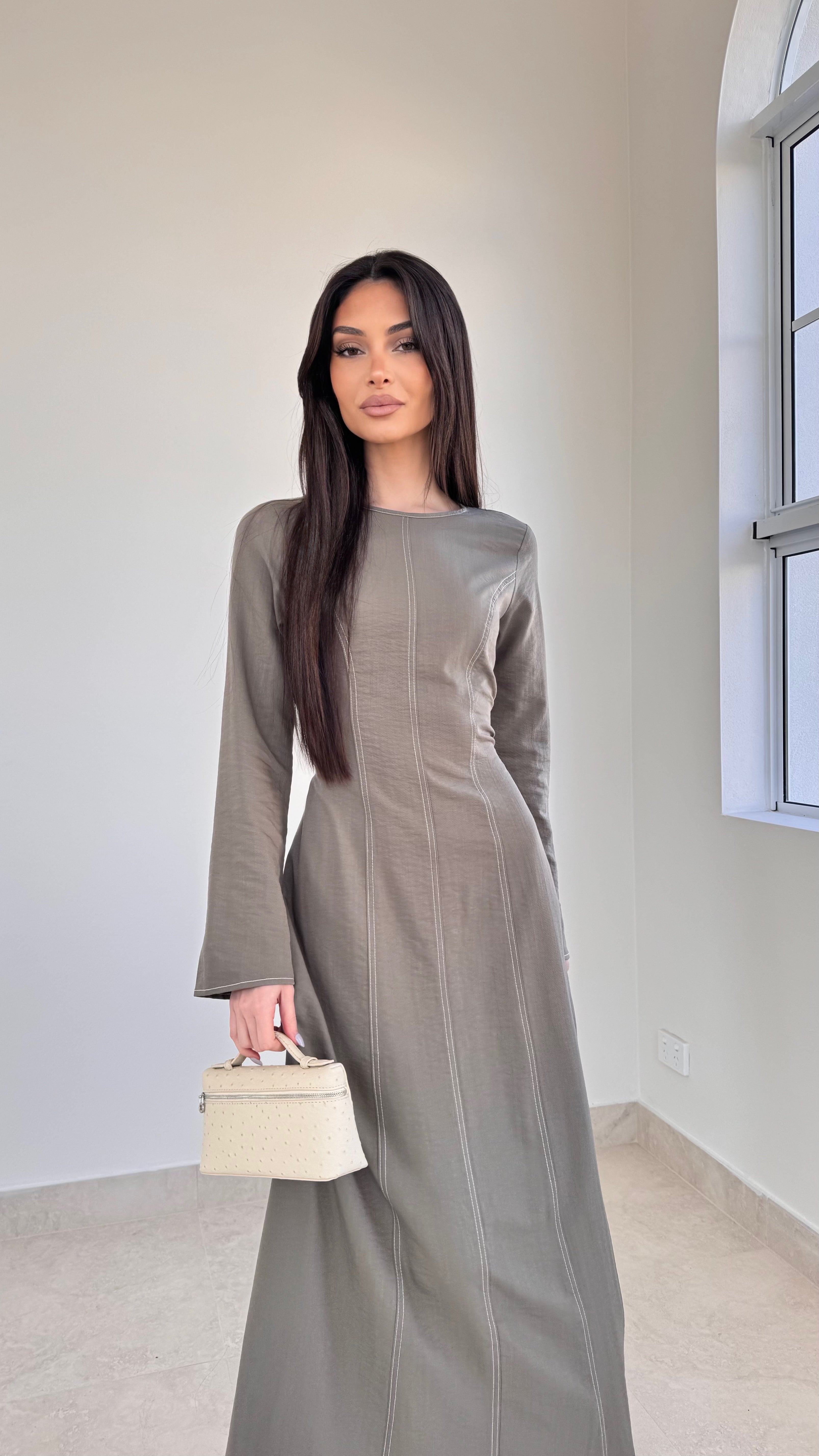 Contrast stitch maxi