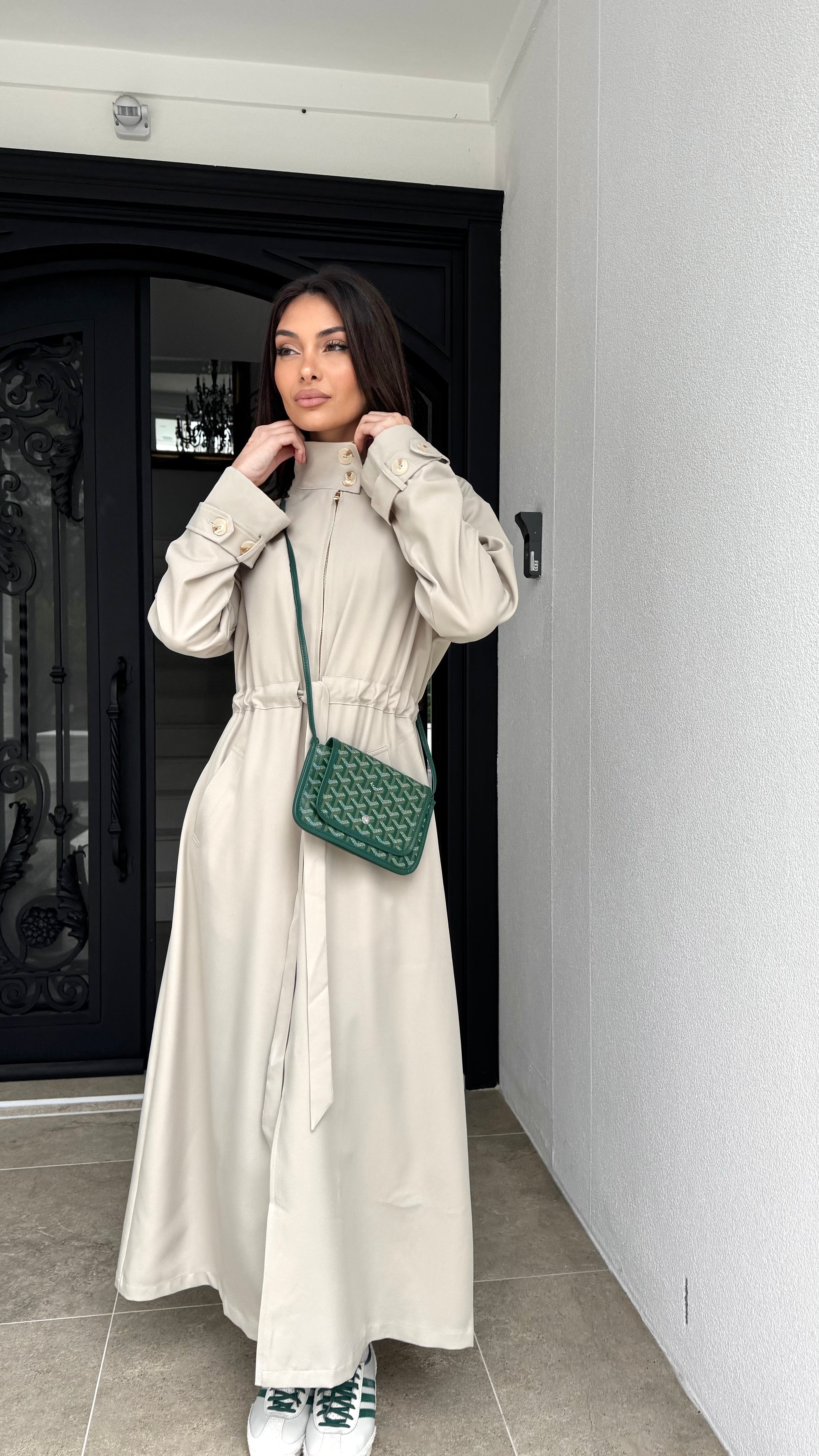 Funnel neck sports trench