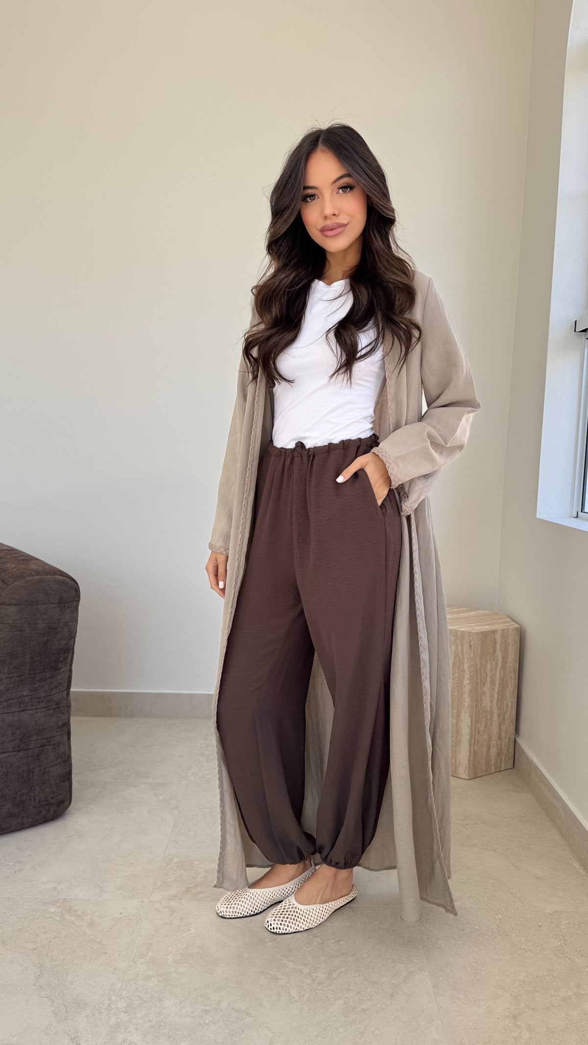 Braided trim kimono
