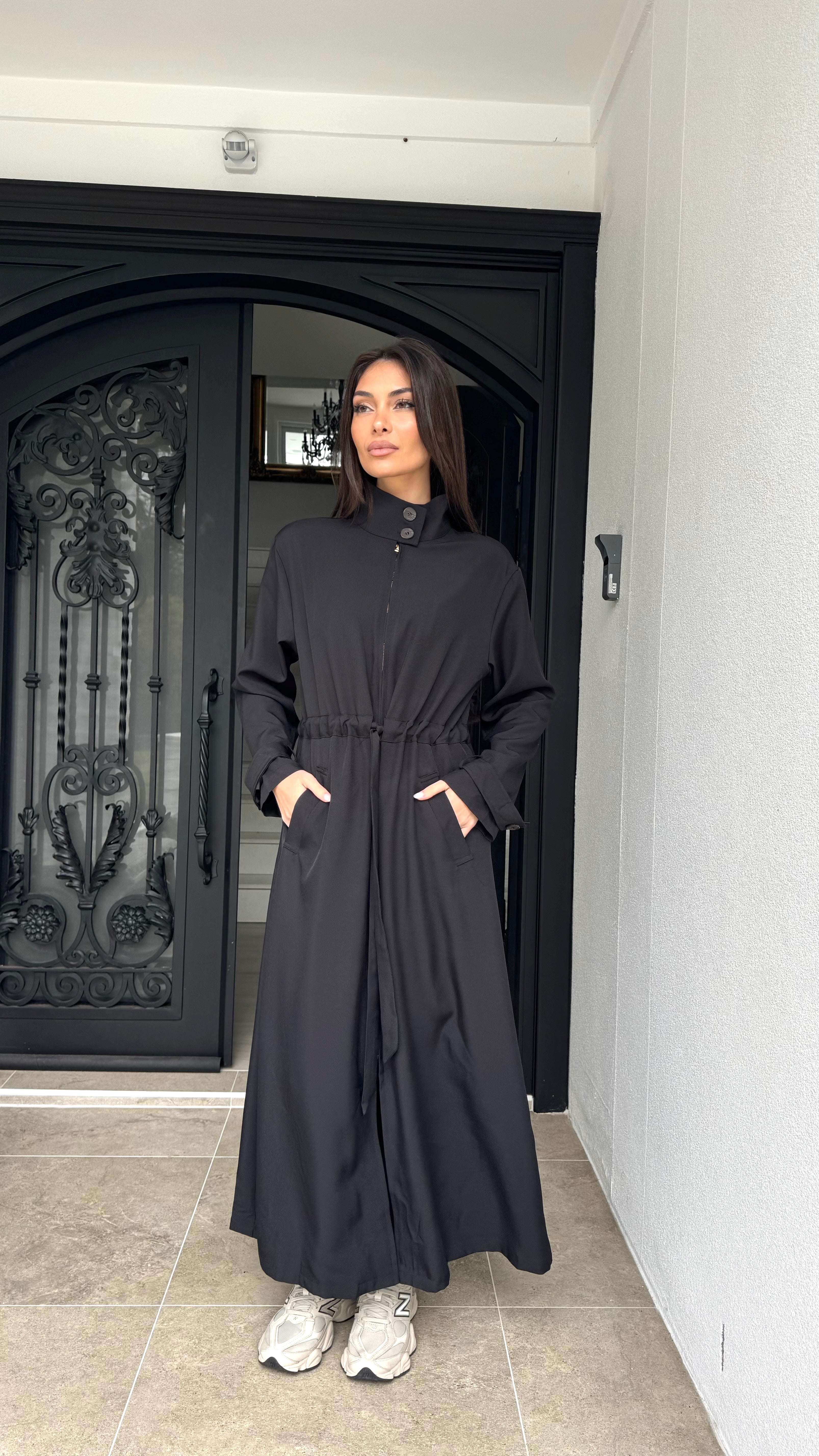 Funnel neck sports trench