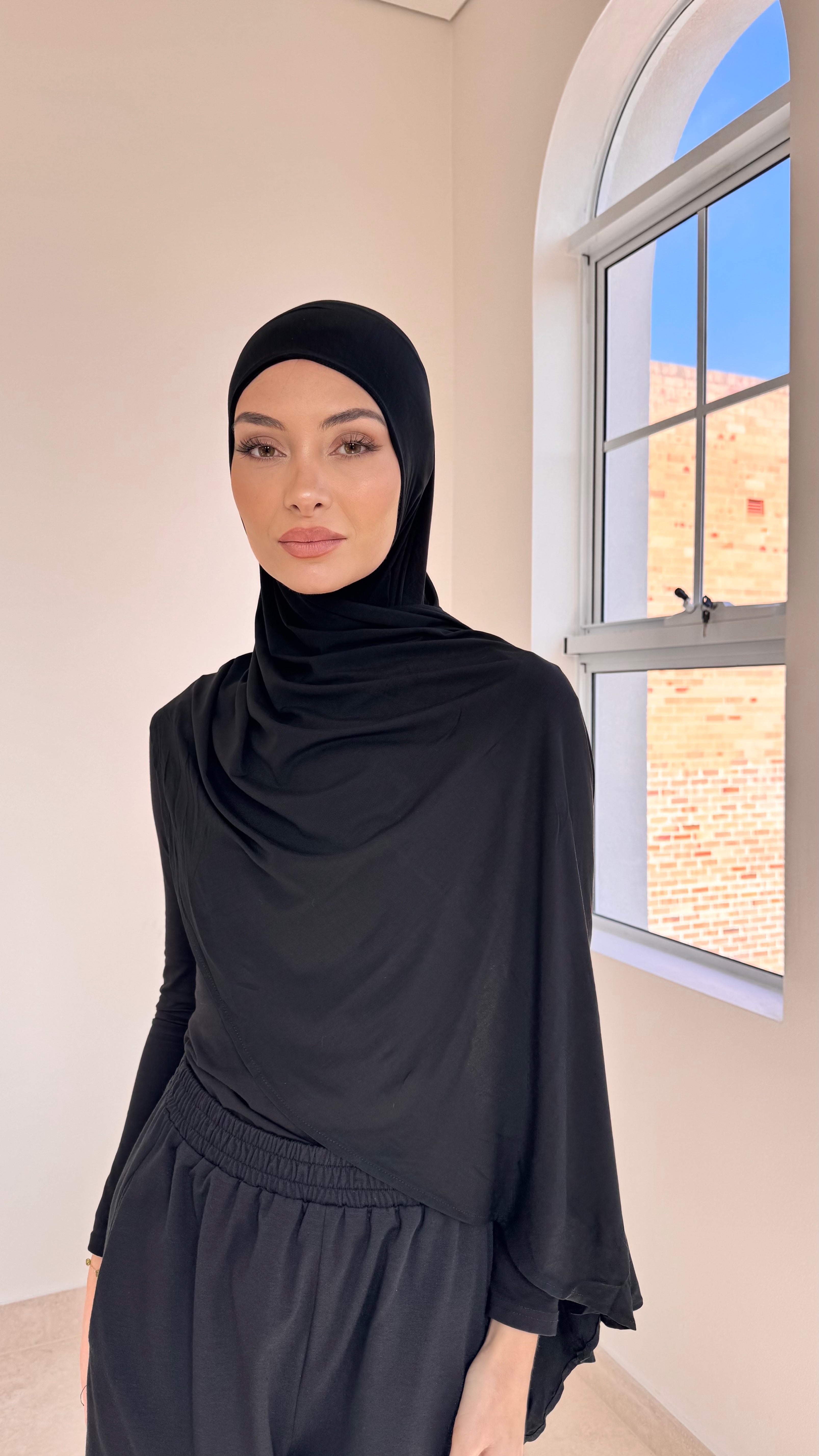Black instant hijab