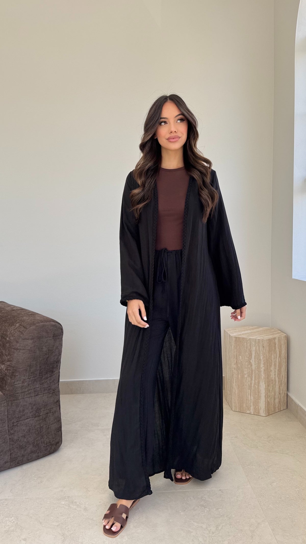 Braided trim kimono