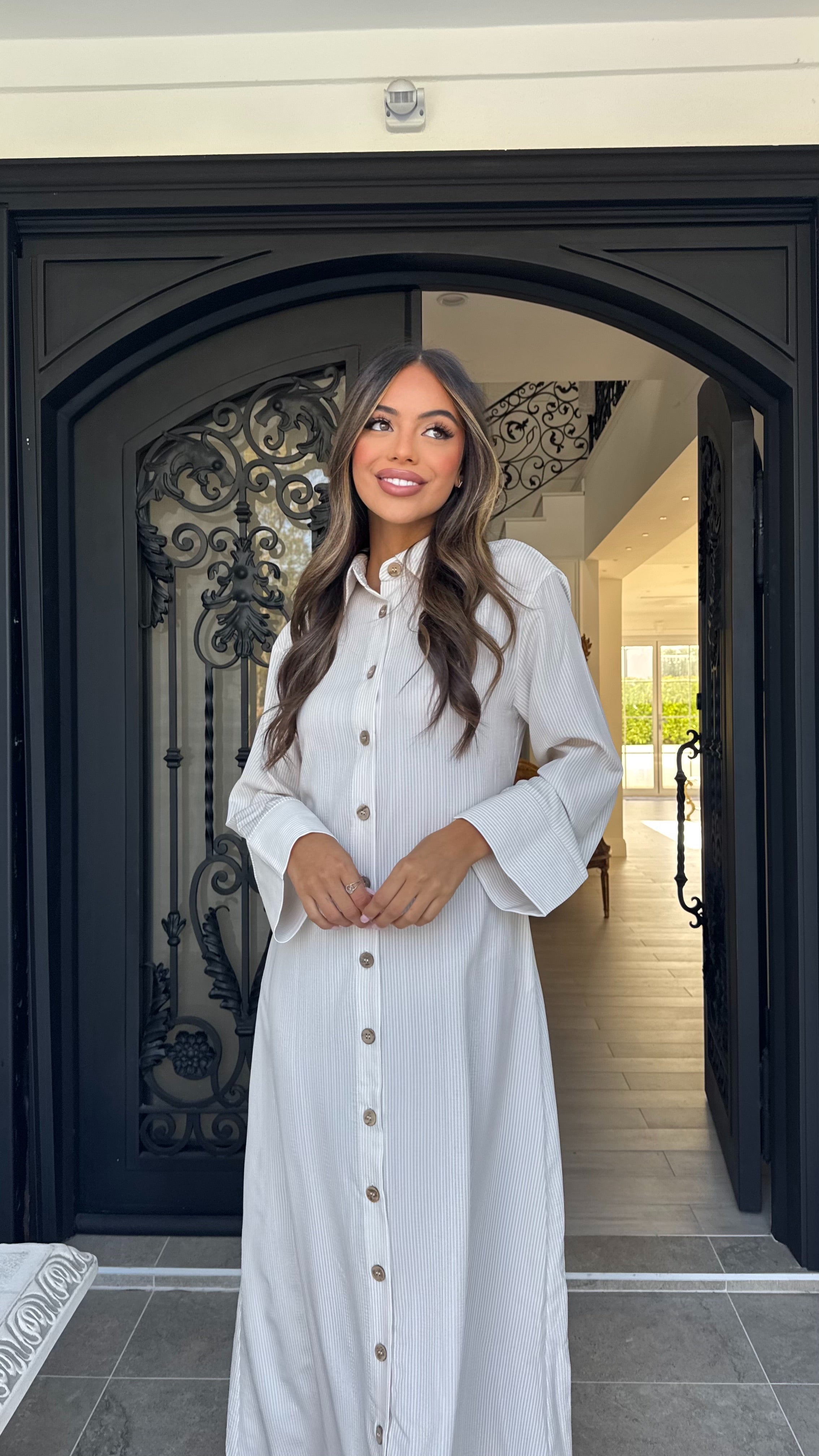 Wide sleeve stripe maxi