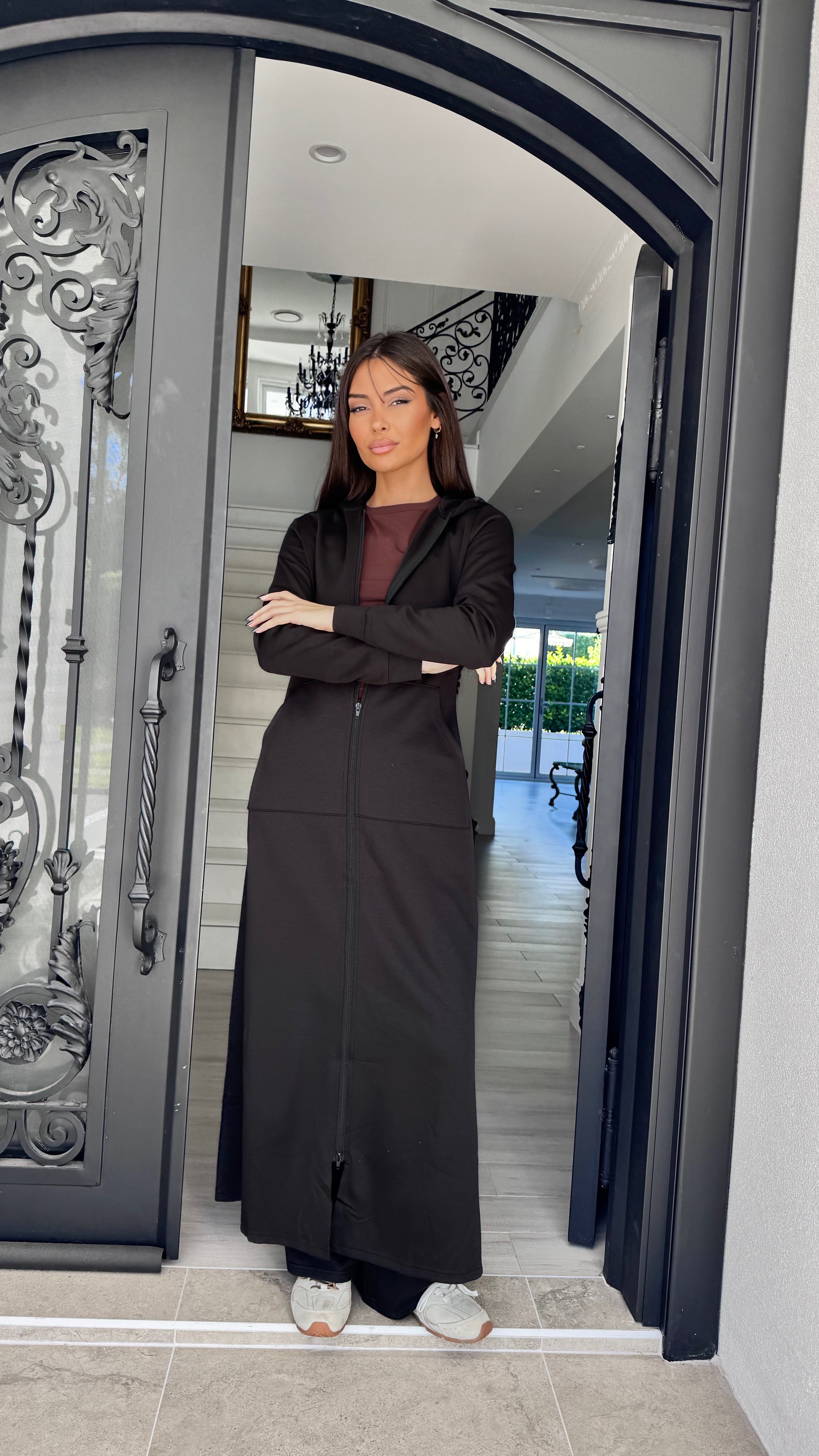 Hooded maxi jacket