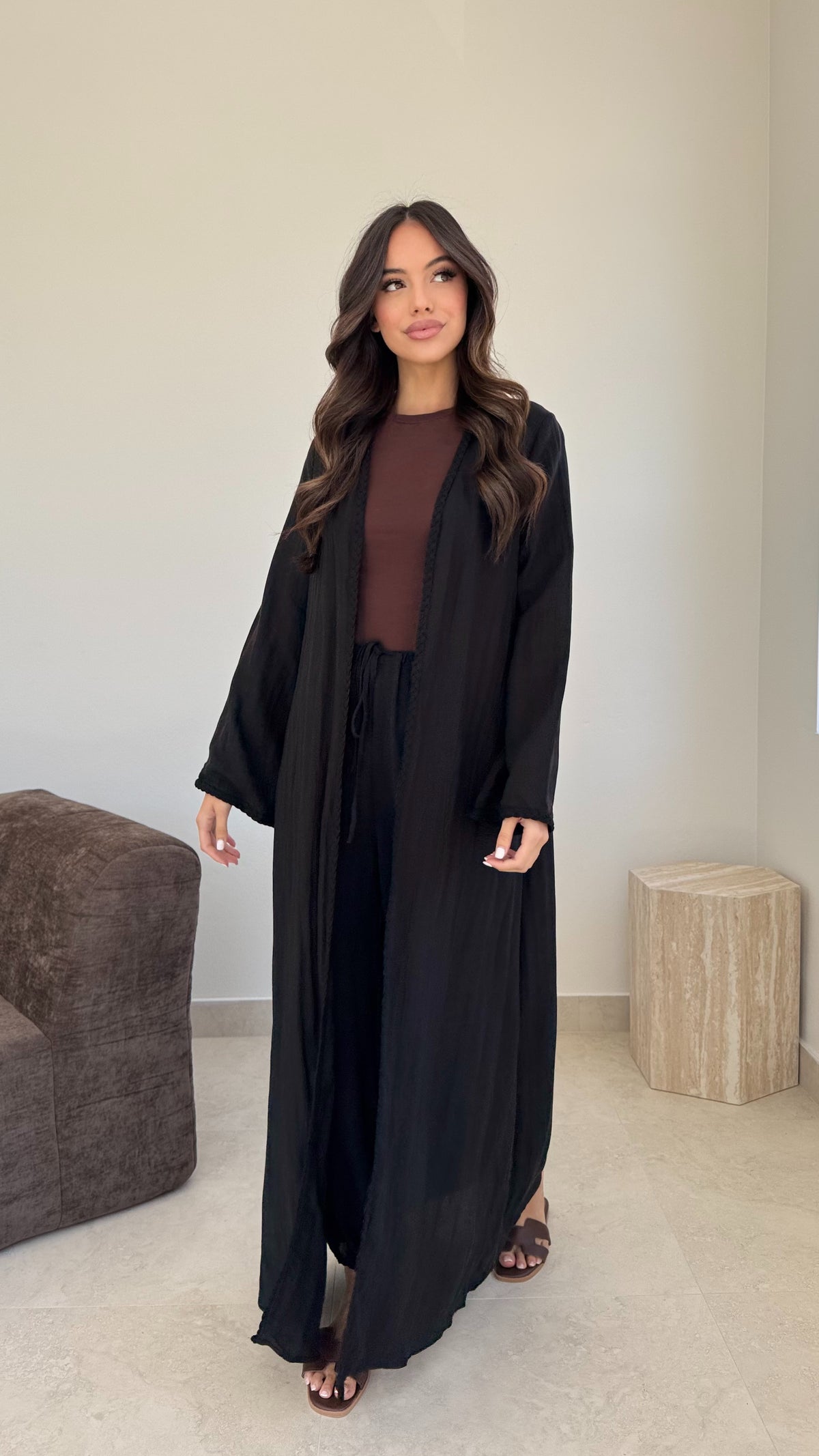 Braided trim kimono