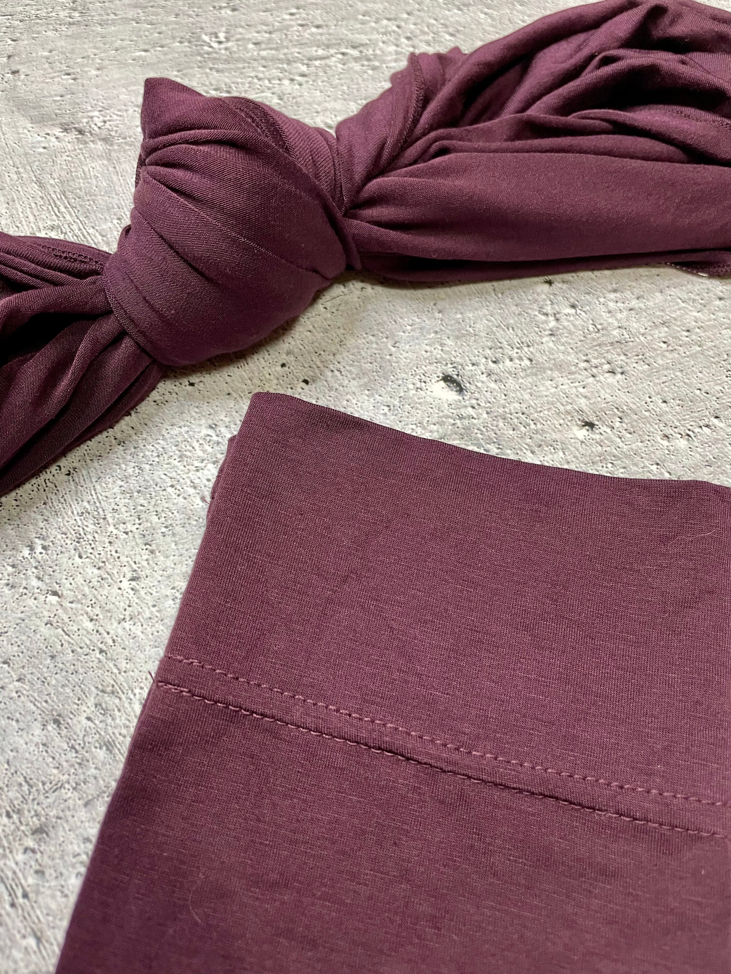 Plum jersey scarf set