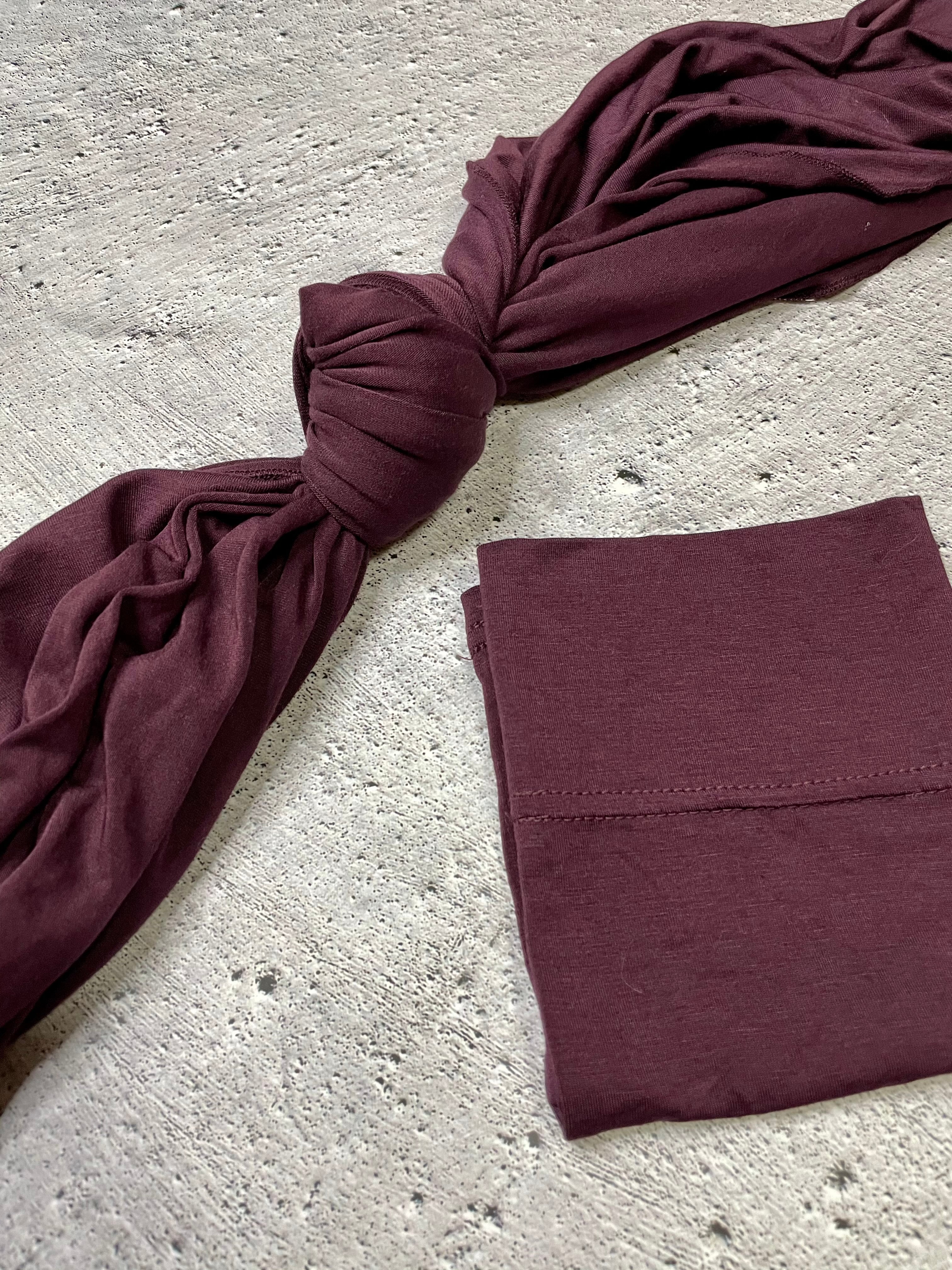 Plum jersey scarf set